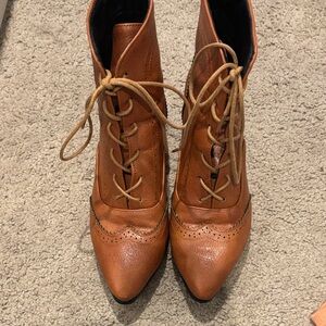 Brown Lace-Up Ankle Boots